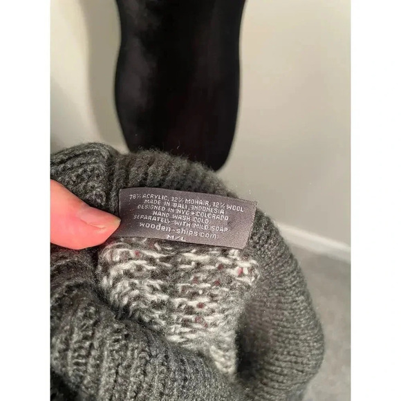 Wooden Ships Mohair and Wool Blend‎ Gray Funnel Neck Cozy Sweater - Picture 10 of 10